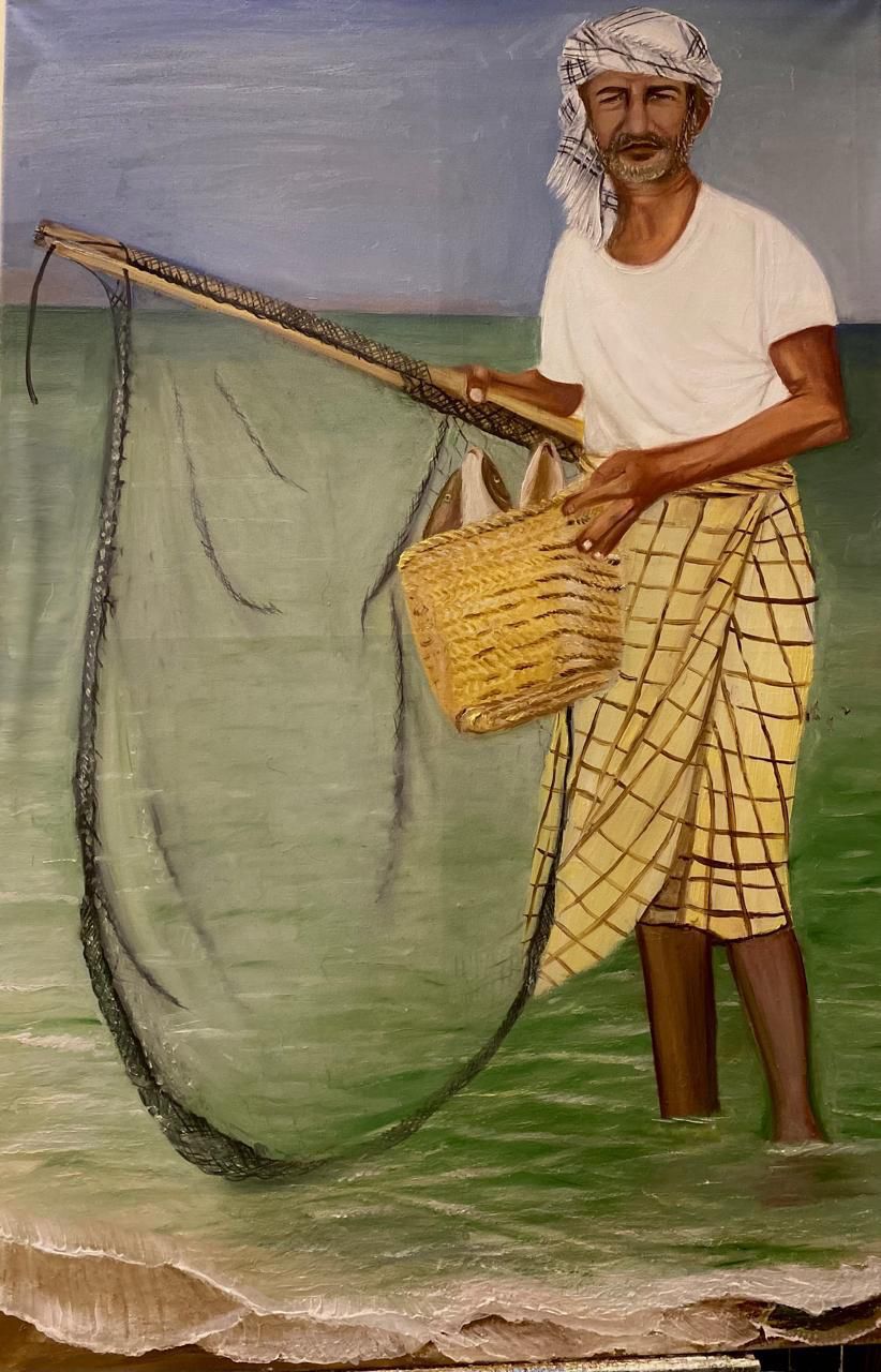 ' صياد السمك'لوحة فنية واقعية للأستاذة العنود الحمزي 1 IMG 20250429 WA0019